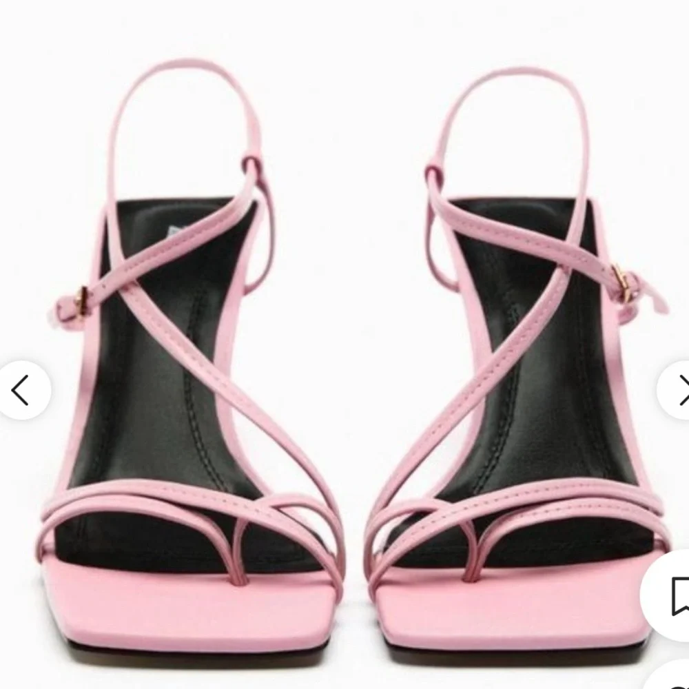 ZARA PINK LEATHER HEELED SANDALS SIZE 7(38)